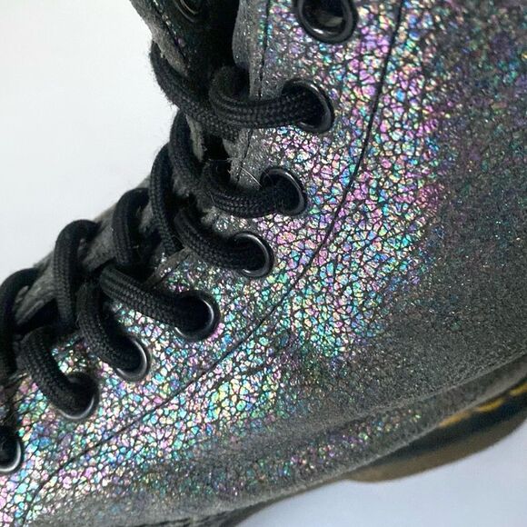 Dr. Martens 1460 Pascal Iridescent Crackle Combat Grunge Boots Gunmetal Sz 7 - Picture 9 of 11